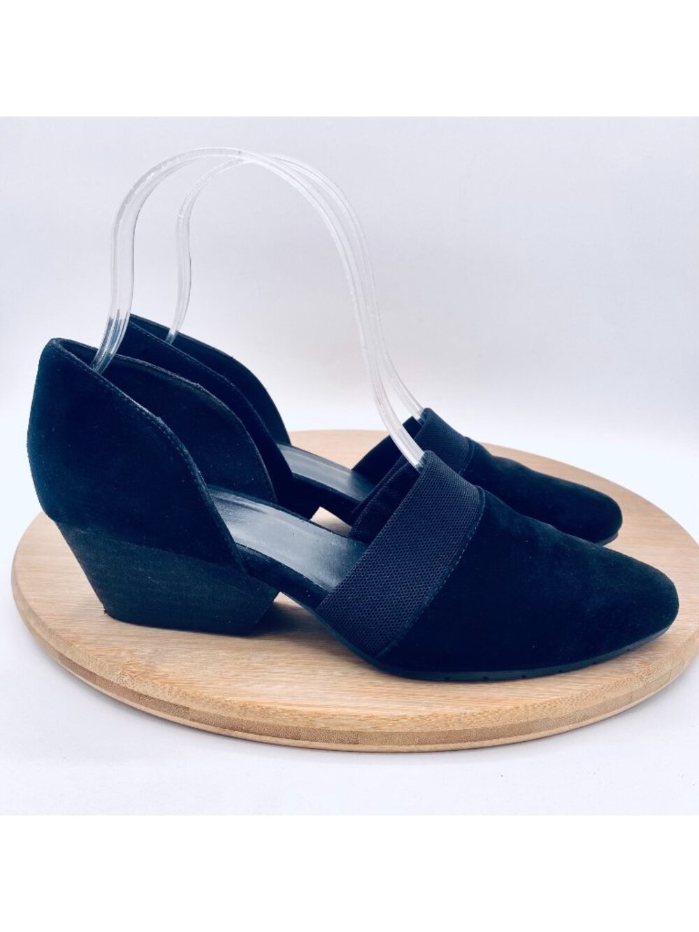 Eileen Fisher Shoes Womens 6.5 Black Suede Slip On D'Orsay Heels Luxury